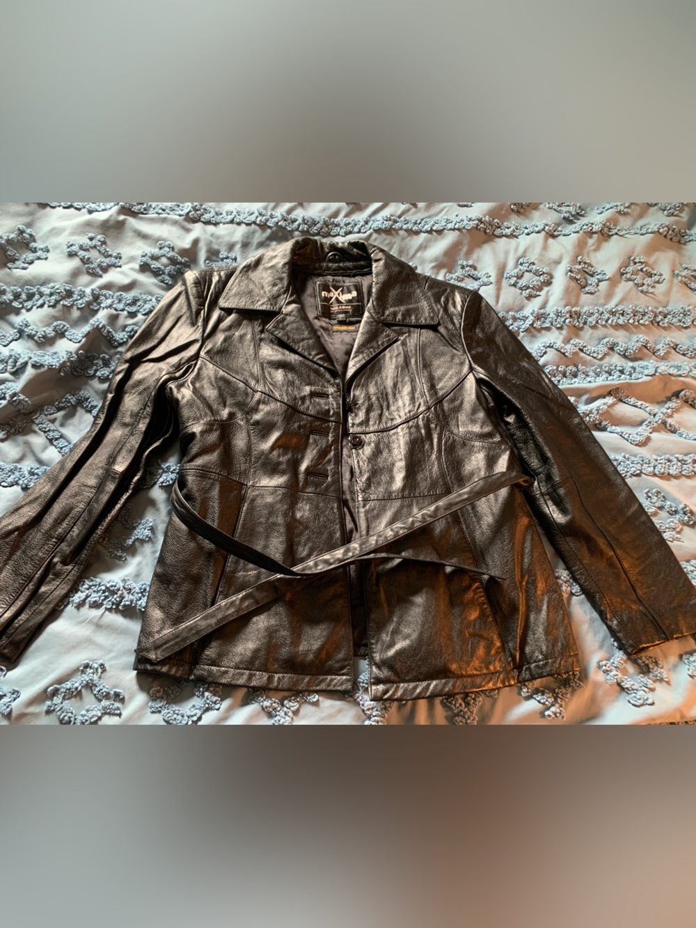 Wilsons Leather Black Leather Belted Jacket